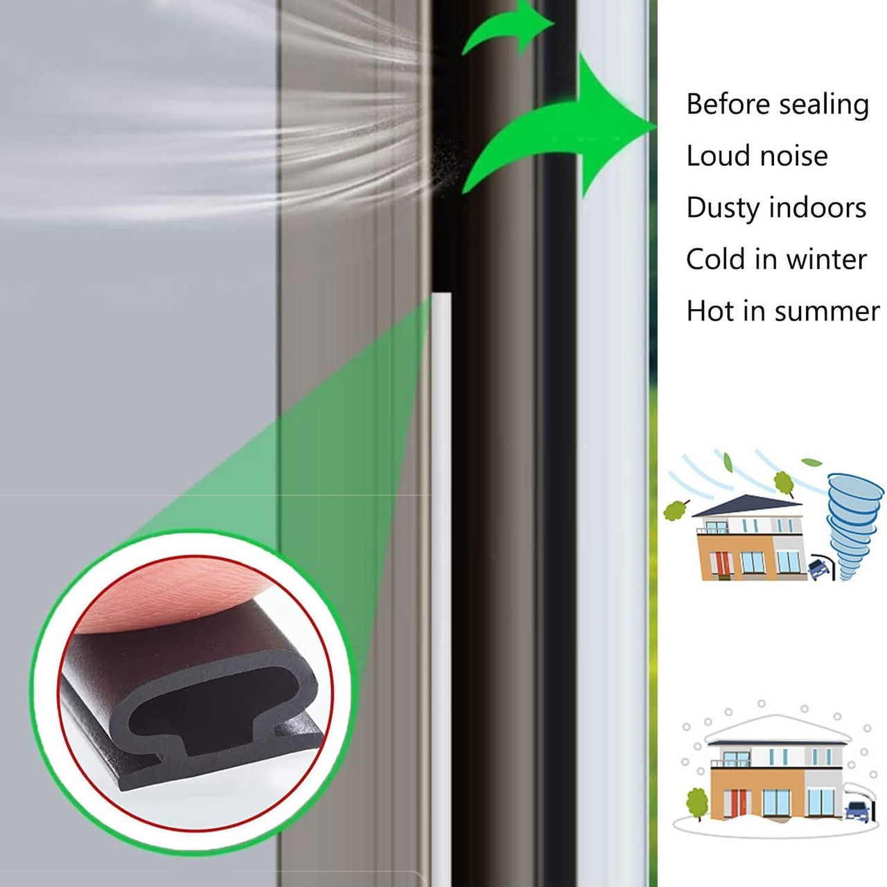 Guarnizione Porte D-Tipo - Nastro Antispifferi Antirumore 6 Metri Per Finestre E Porte