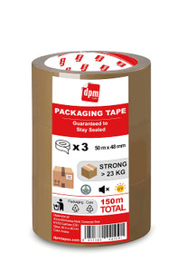 Dpm tapes Packaging Tape – Nastro da Imballaggio, Adesivo Pacchi, Spedizioni, Traslochi, Resistente allo strappo, Senza Solventi, Forte e Silenzioso - 50 m x 48 mm, 3 Rotoli Dpm tapes Packaging Tape – Nastro da Imballaggio, Adesivo Pacchi, Spedizioni, Traslochi, Resistente allo strappo, Senza Solventi, Forte e Silenzioso - 50 m x 48 mm, 3 Rotoli