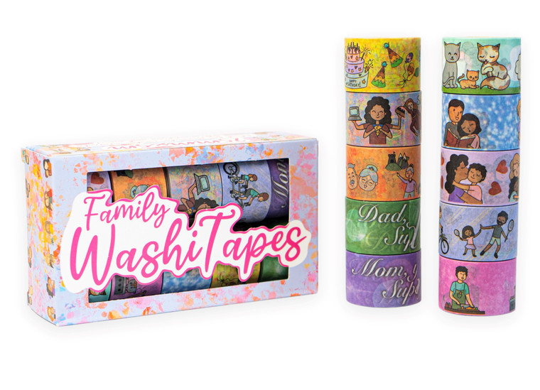Washi Tape A Tema Famiglia- Nastro Adesivo Colorato Per Fai Da Te, Confezioni Regalo, Agende, Decorazioni Regali