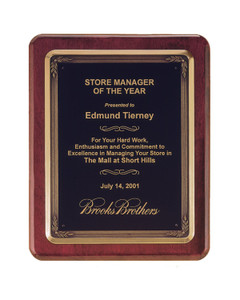 Rosewood Piano Finish Wall Plaque with Metal Cast Frame