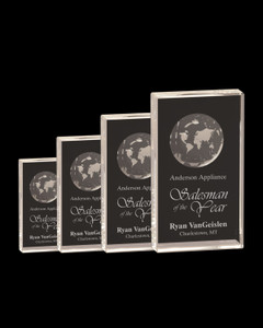 Crystal Rectangle Award with Globe Crystal Rectangle Award with Globe