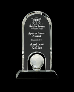Crystal Arch Top Award with Globe Crystal Arch Top Award with Globe