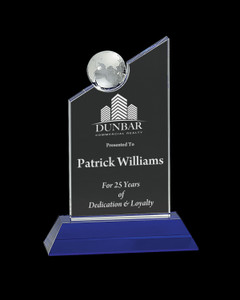 Crystal Peaked Top Award with Globe Crystal Peaked Top Award with Globe