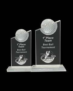 Crystal Peaked Top Award with Golf Ball Crystal Peaked Top Award with Golf Ball
