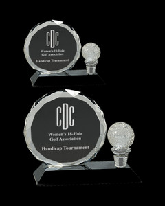Crystal Circle Award with Golf Ball Crystal Circle Award with Golf Ball