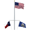 Concord American 50 ft nautical single mast flagpole NSM50D83 with yardarm flying U.S., Texas and Navy flags