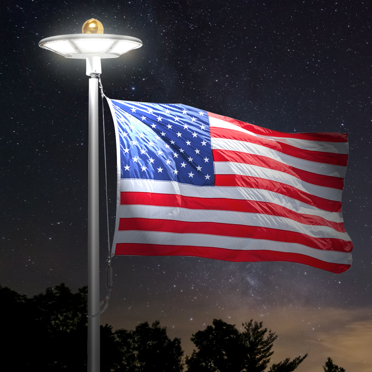 flag pole led solar light