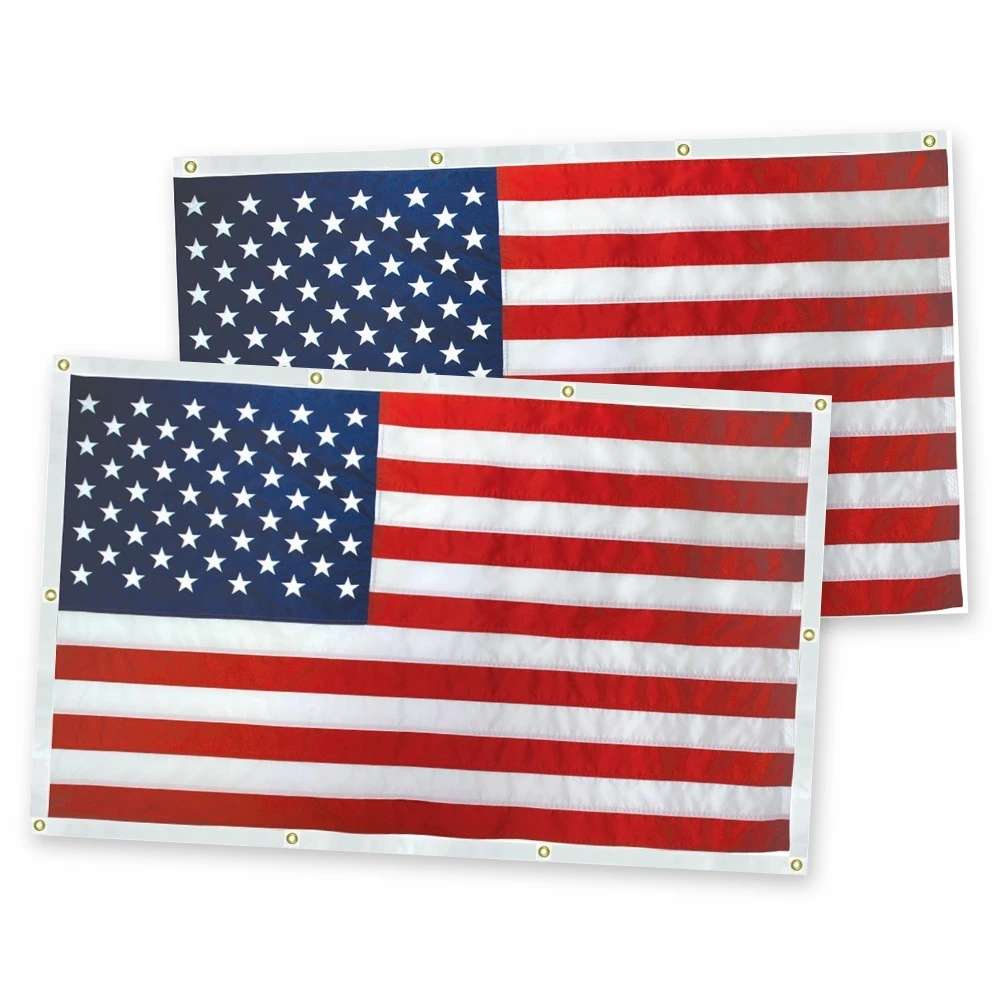 Eder Endura-Nylon American flags with top header and framed header grommets