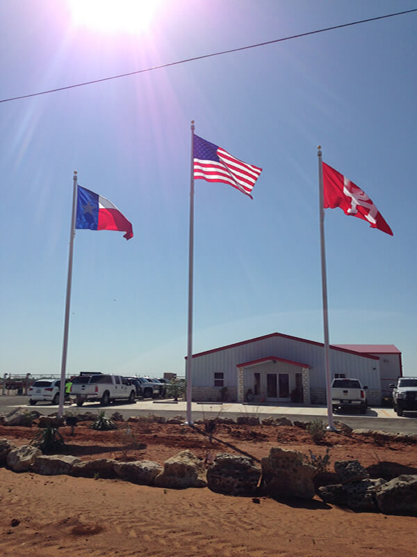Commercial installation flagpole project in Dilley, TX