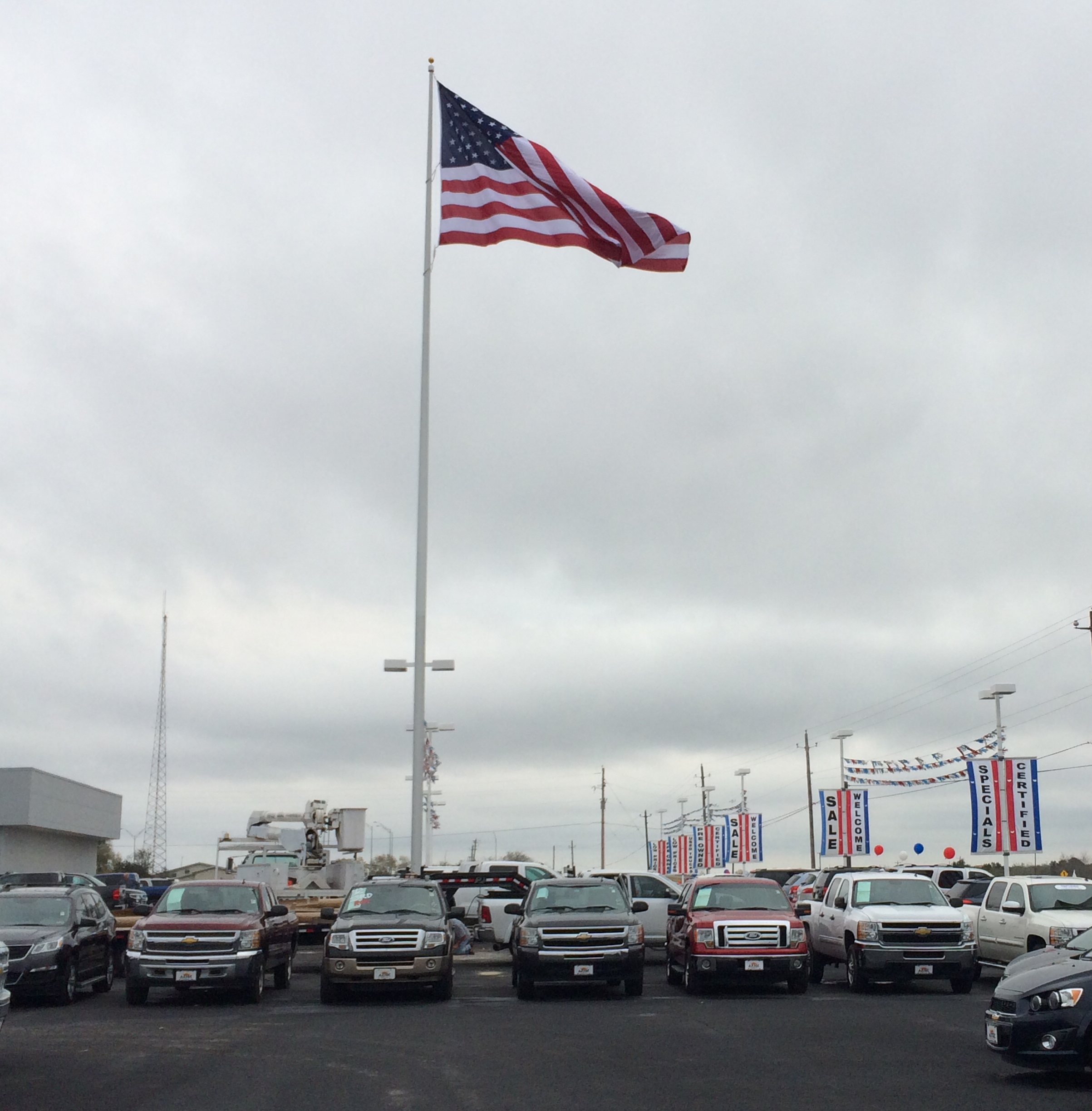 70 ft internal cable flagpole flagpole project in Beeville, TX