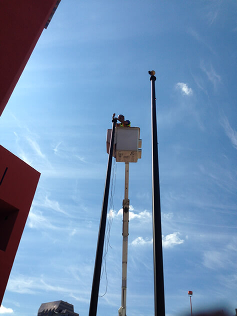 San Antonio Central Library (LED lighting) flagpole project in San Antonio, TX