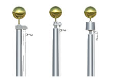 Aluminum flagpoles with gold ball ornaments