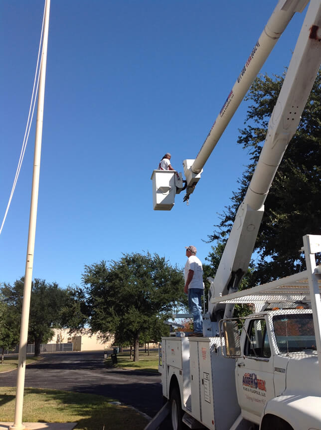 Fort Sam Houston Quadrangle (flagpole painting) flagpole project in San Antonio, TX