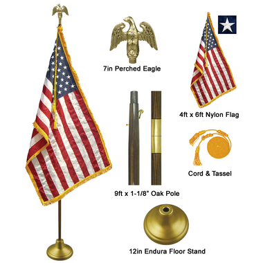 Indoor 9ft. Oak Flag Pole Kit