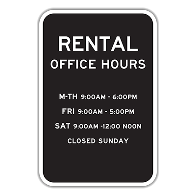 ROH Rental Office Hours - Hall Signs