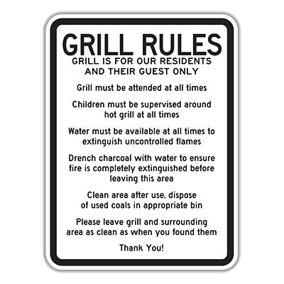 GRU Grill Rules - Hall Signs