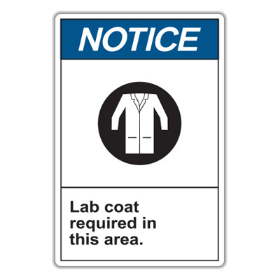 N6 Notice - Lab Coat Required in This Area - Hall Signs