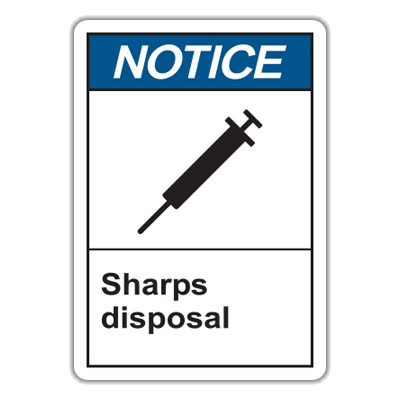 N13 Notice Sharps Disposal Hall Signs