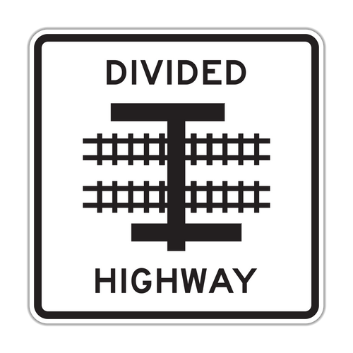 R15-7a Light Rail Divided Highway Symbol (T Intersection)