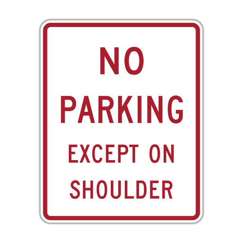 R8-2 No Parking Except on Shoulder