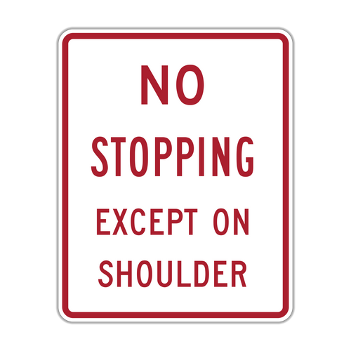 R8-6 No Stopping Except on Shoulder
