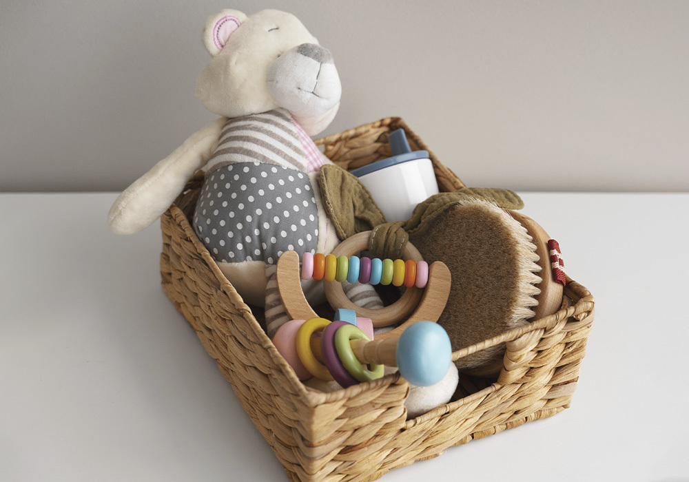 Cestas para bebés en Farmacia Villalón, en Daimiel, Ciudad Real