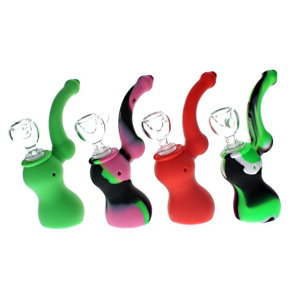 NoGoo Silicone Sherlock style Bubbler with 10mm GOG Downstem and Bowl side view