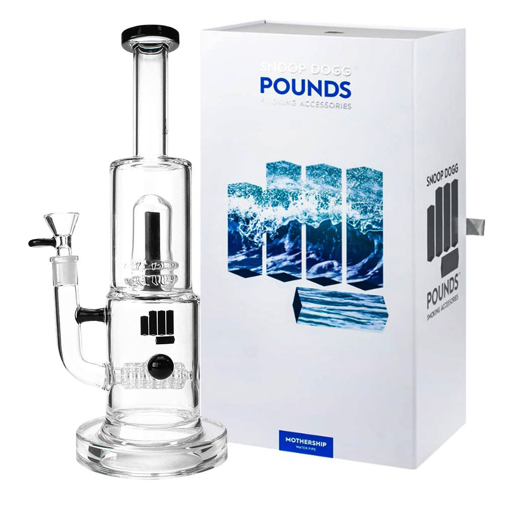 Snoop Dogg Pounds Mothership waterpipe stands 13 inches tall and has 2 percolators to mix and cool your smoke for the best flavor.