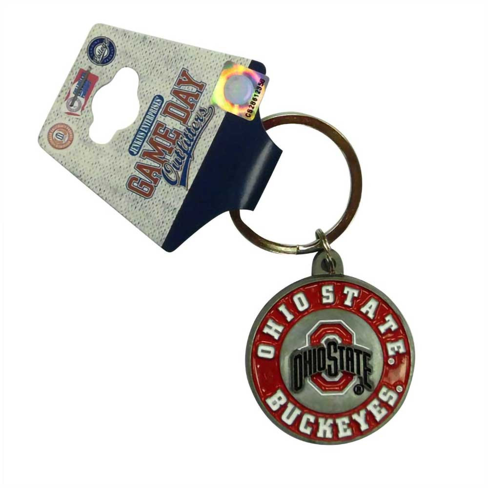 Ohio State Buckeyes Metal Bullseye Keychain