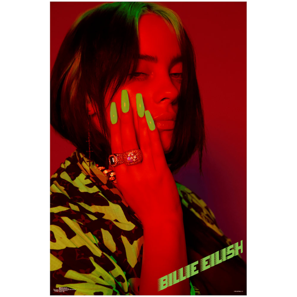 Front view of the Billie Eilish Red Poster for sale.