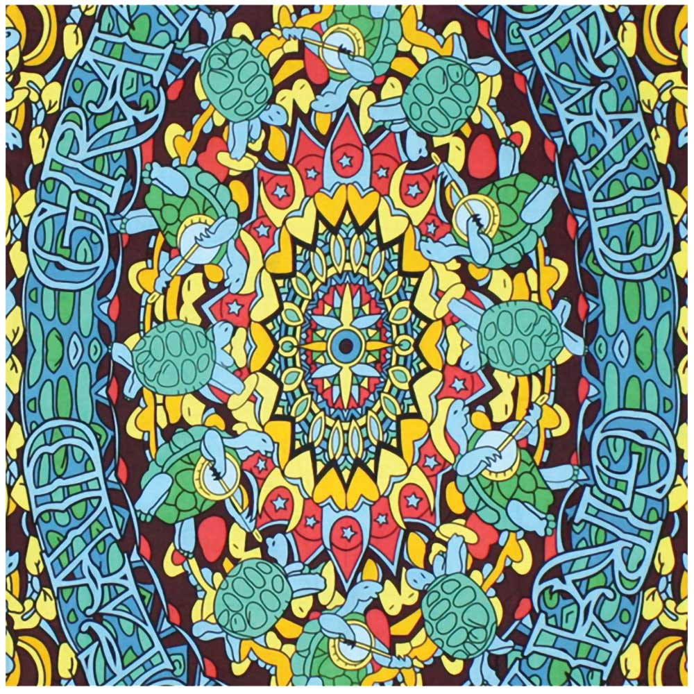 Detail view of the center of this tapestry and Grateful Dead's iconic Terrapins from the cover of their Terrapin Station album.