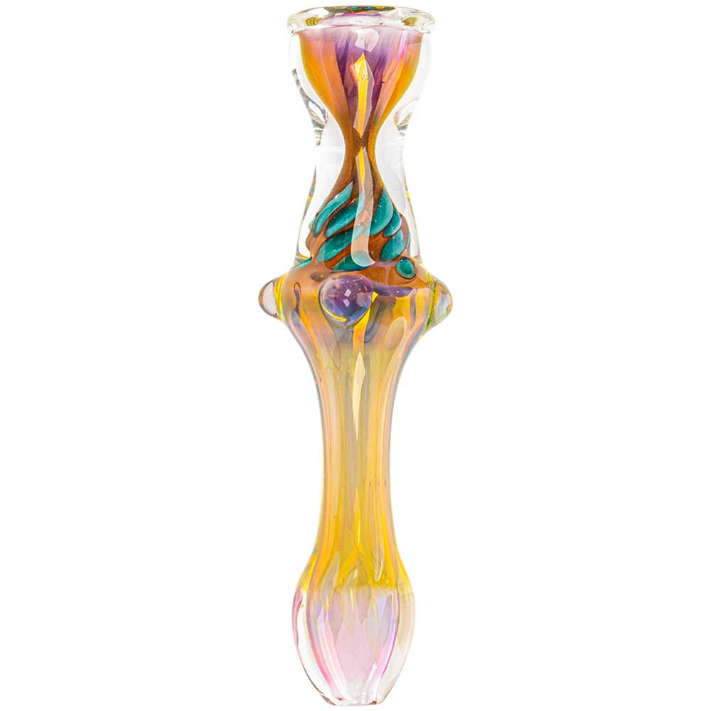 Profile view of a single Blue Fumed Glass Honeycomb Chillum.