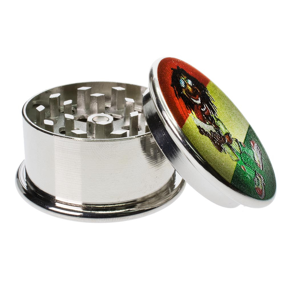 Grinder with rasta man design and colors.