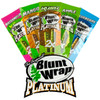 Assorted flavors of Platinum Blunt Wraps fanned out.