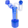 High shot of this blue Standing Bubbs bubbler.