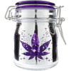 Glass Herb 5 Ounce Stash Jar with Airtight Clamp Lid - Silver with Purple Leaf Galaxy, Medium