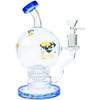 Profile view of one blue Diamond Glass Sphere Bong.