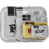 RAW Classic Small Rolling Tray contrasted against other sizes of trays. Small weed rolling tray for travel Portable cannabis tray marijuana rolling tray Weed rolling tray with lid