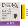 A package of Puff Bat Grape Filters with a single filter and four purple flavor beads shown next to each other on a white background.