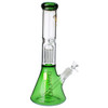 Diamond Glass 13.5" Tree Perc Beaker Bong with Colored Base Side View