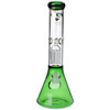 Diamond Glass 13.5" Tree Perc Beaker Bong with Colored Base Front Image
