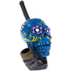Blue Sugar Skull 6" tall Sherlock Pipe wholesale pipes available
