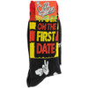 Packaged I Fuck on the First Date crew socks.