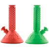 Beaker Buddy dog toy in Red and Green aligned against a white background.