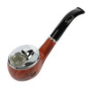 Clickit Deluxe Sherlock pipe lighter angled view showing curved mouthpiece and glass bowl.