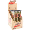 An open display box containing 12 packs of RAW 1 1/4 Pressed Bud cones.