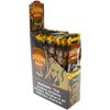 Angled view of an open Zig-Zag Peach Wraps display box with 25 individual pouches inside.