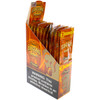 Angled view of an open Zig-Zag Orange Wraps display box with 25 individual pouches inside.