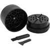 Stache 3-Piece Hemp Grynder - Black. Very durable plastic weed grinder.