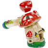 Mushroom Cottage Hammer Bubbler with hand-painted accents at an angle